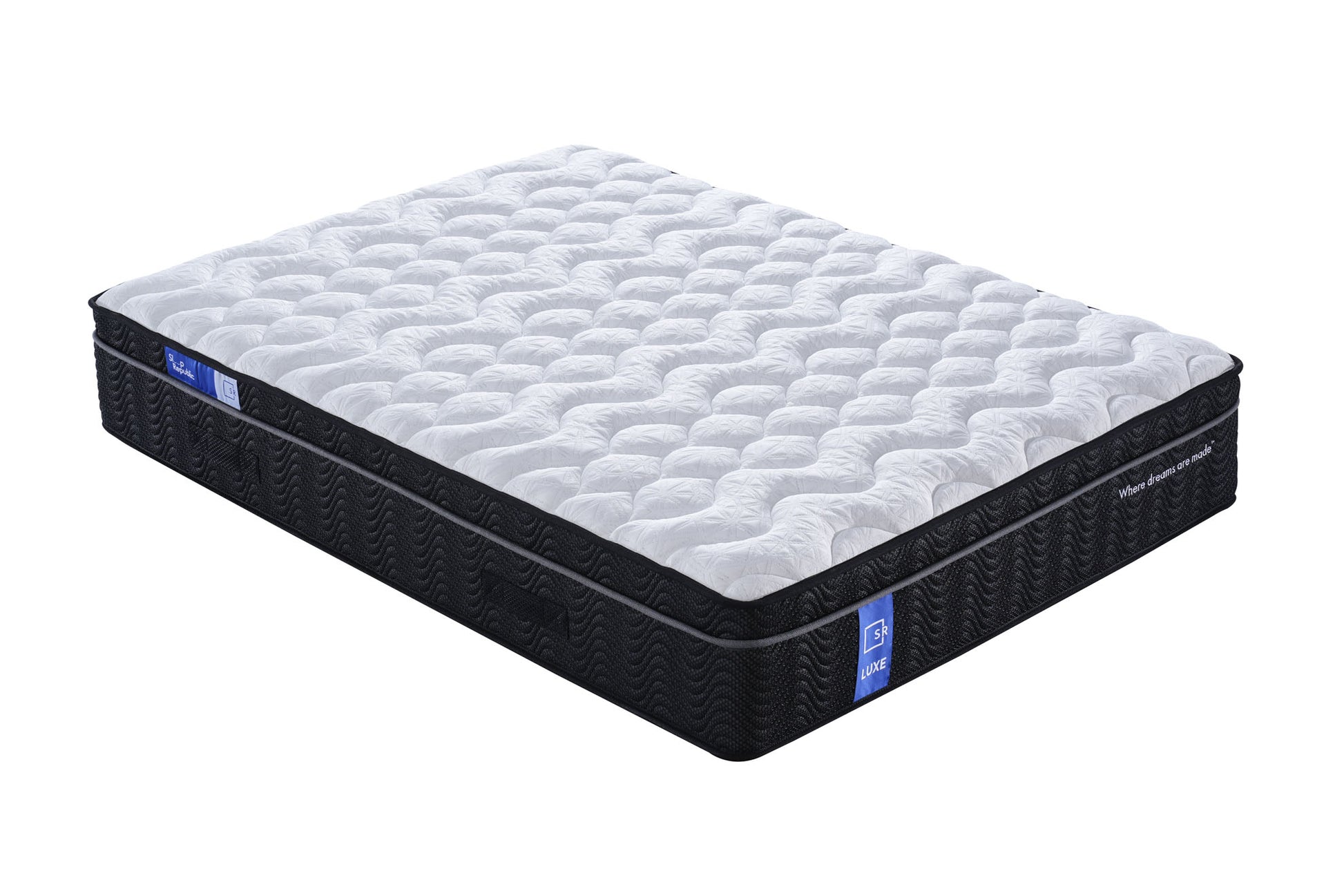 Mattress with a quilted surface on a white background