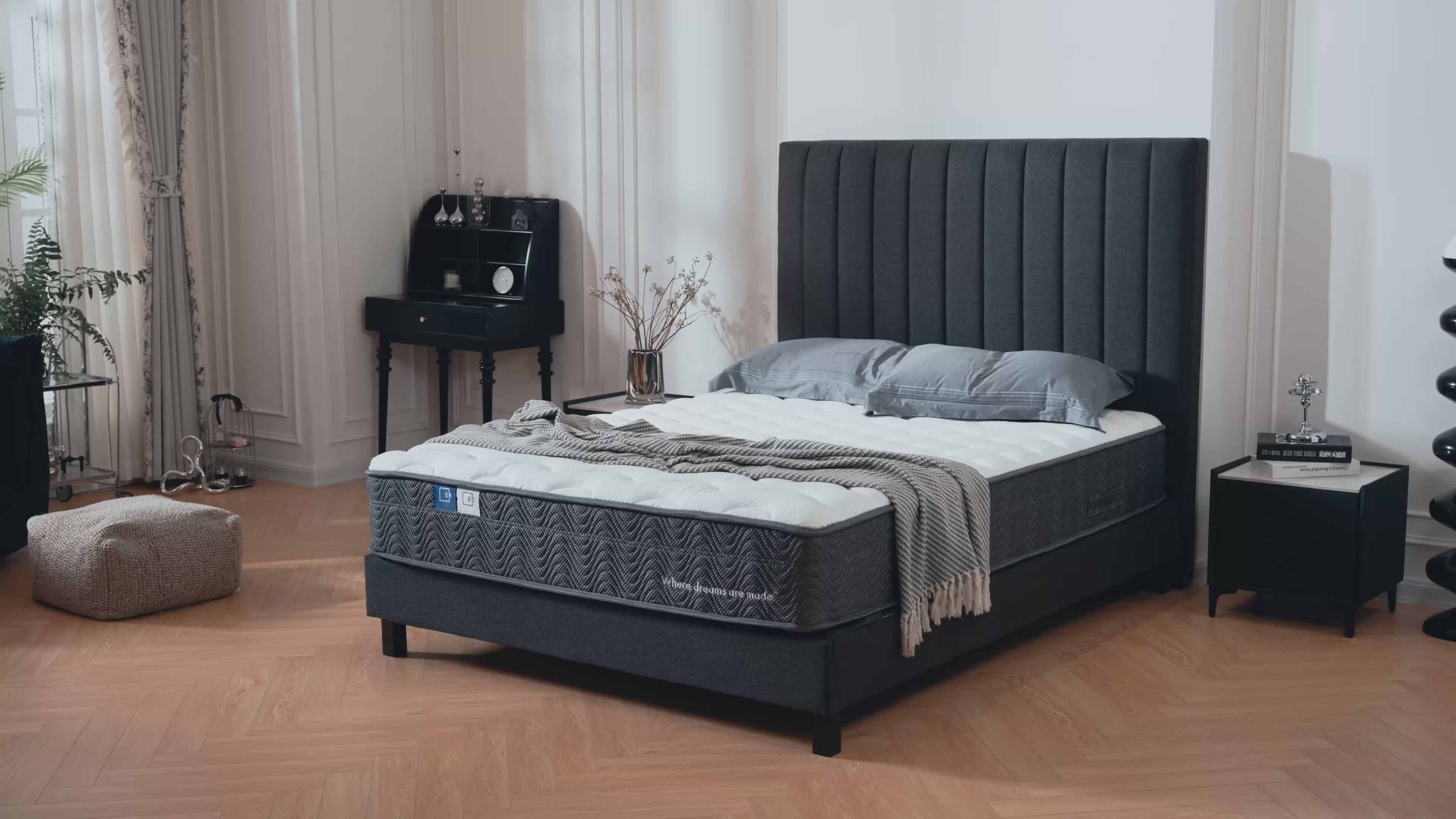 Load video: Sleep Republic Deluxe Oatmeal Bed Frame